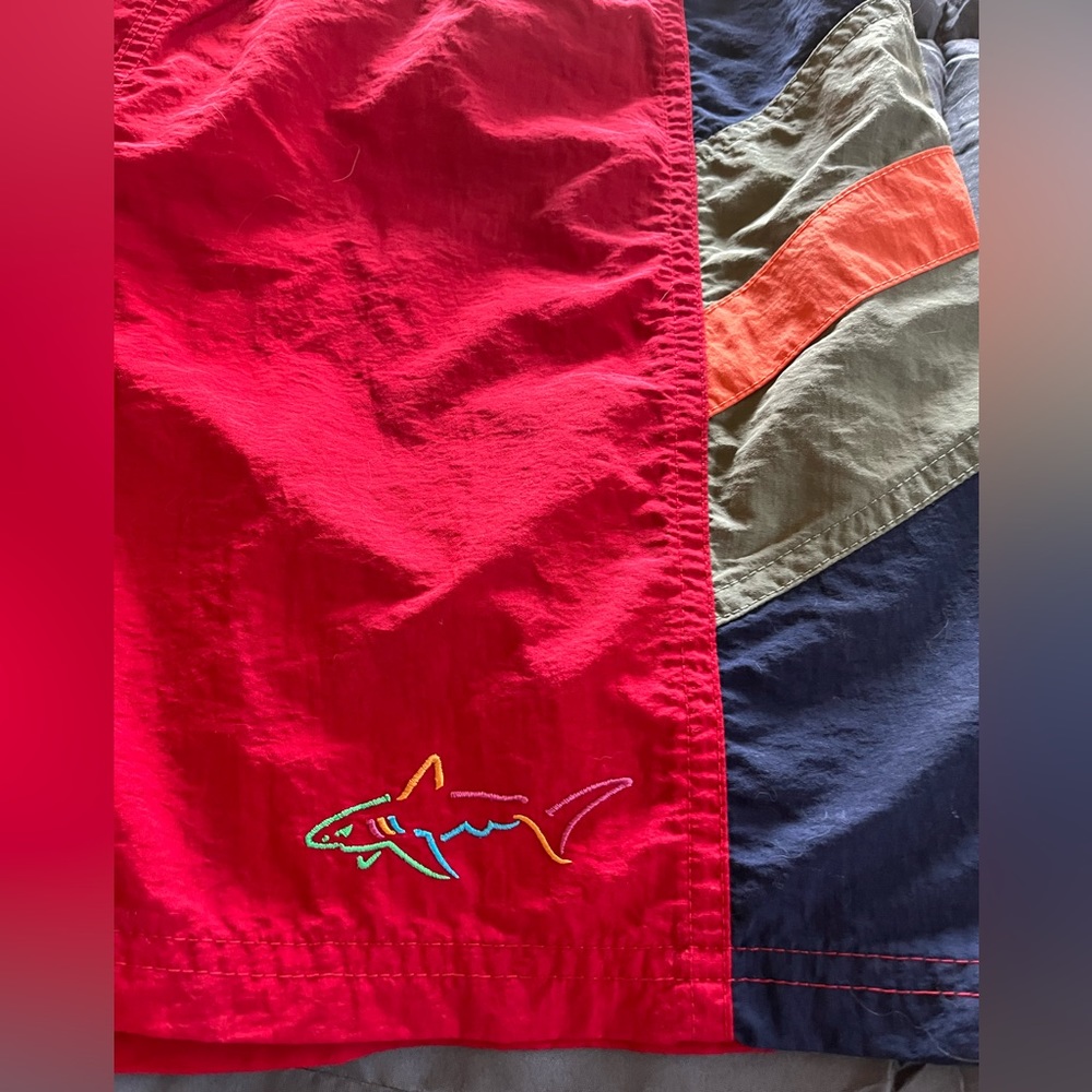 VTG Greg Norman Mens small Nylon Swimming Trunks mesh Lined Shorts color block